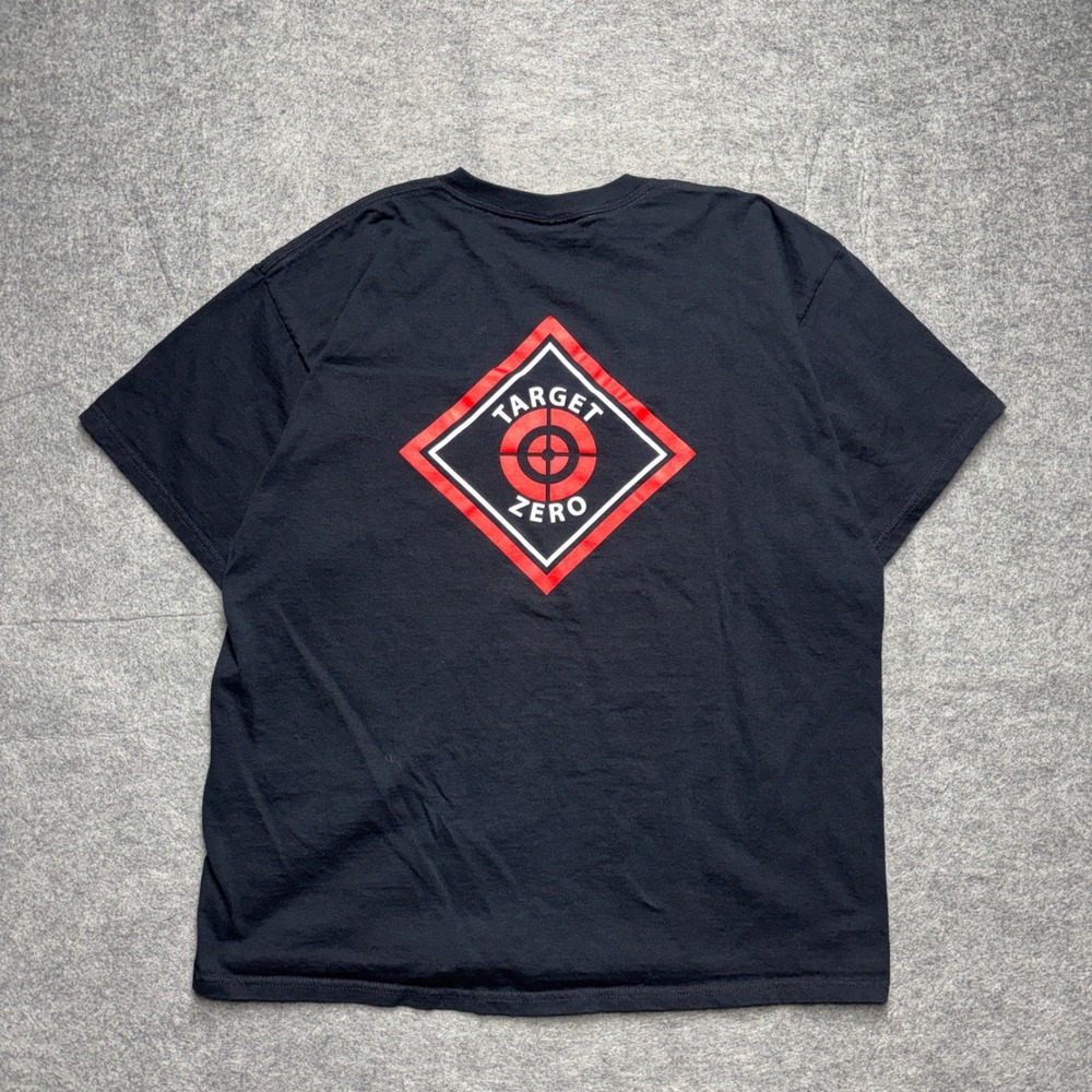 Vintage Gildan Cotton Target Zero D.C. Cook Graphic T-Shirt Mens XL Black Tee
